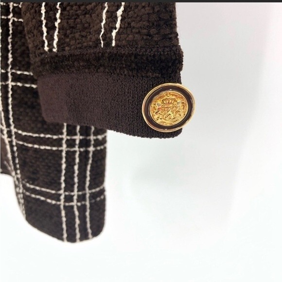 St. John Brown and Tan Square Button Down Cardigan - Picture 3 of 11